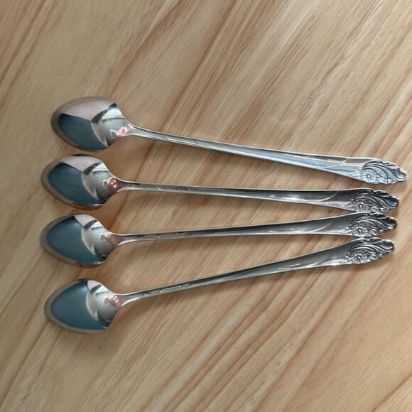 Vtg Oneida Evening Star Ice Tea Spoons Set Of 4 1950 Community Silverplated 7-1/ - Picture 5 of 7